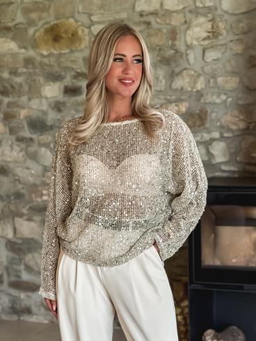 Blouse en crochet Daléa - Beige