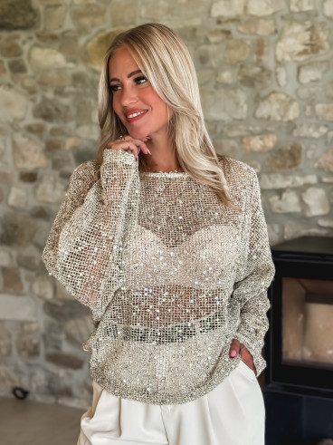 Blouse en crochet Daléa - Beige