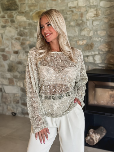 Blouse en crochet Daléa - Beige