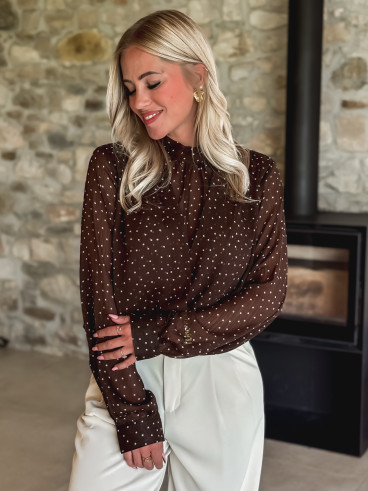 Blouse à pois Xenia - Chocolat