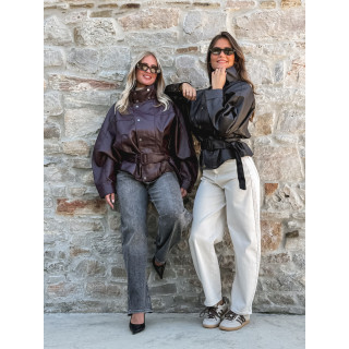 Veste simili cuir Zéliana - Chocolat