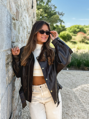 Veste simili cuir Zéliana - Chocolat Veste simili cuir Zéliana - Chocolat