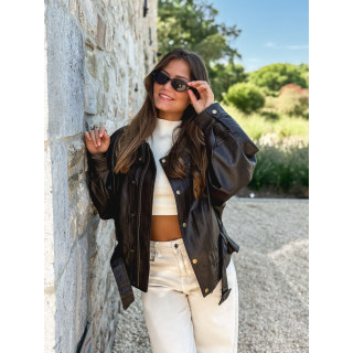 Veste simili cuir Zéliana - Chocolat