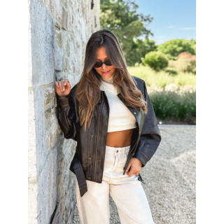 Veste simili cuir Zéliana - Chocolat