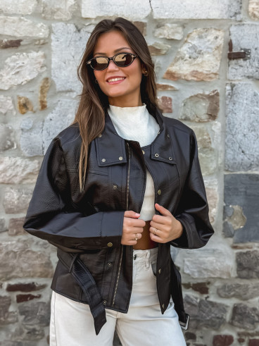 Veste simili cuir Zéliana - Chocolat Veste simili cuir Zéliana - Chocolat