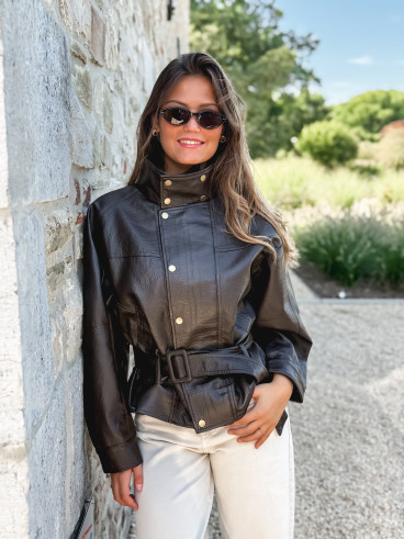 Veste simili cuir Zéliana - Chocolat
