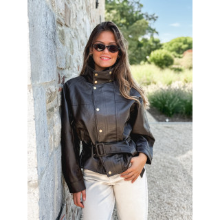 Veste simili cuir Zéliana - Chocolat