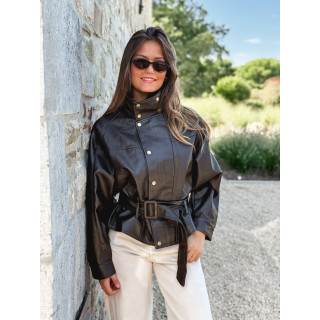 Veste simili cuir Zéliana - Chocolat