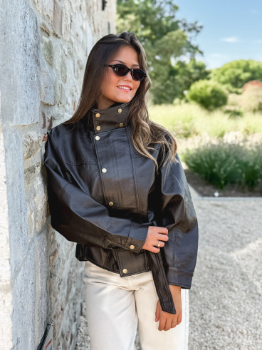 Veste simili cuir Zéliana - Chocolat Veste simili cuir Zéliana - Chocolat