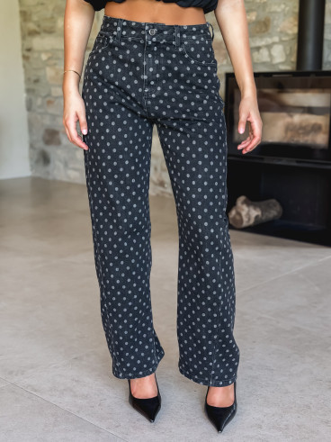 Jeans à pois Loubna - Noir