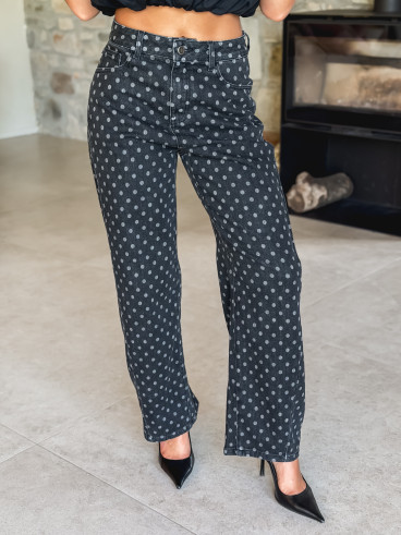 Jeans à pois Loubna - Noir Jeans à pois Loubna - Noir
