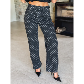 Jeans à pois Loubna - Noir