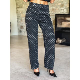 Jeans à pois Loubna - Noir
