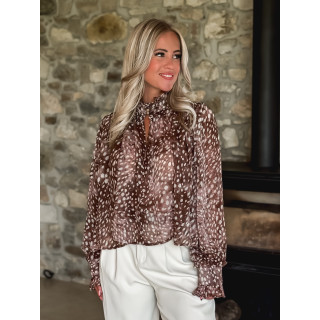 Blouse à motif Freya - Chocolat