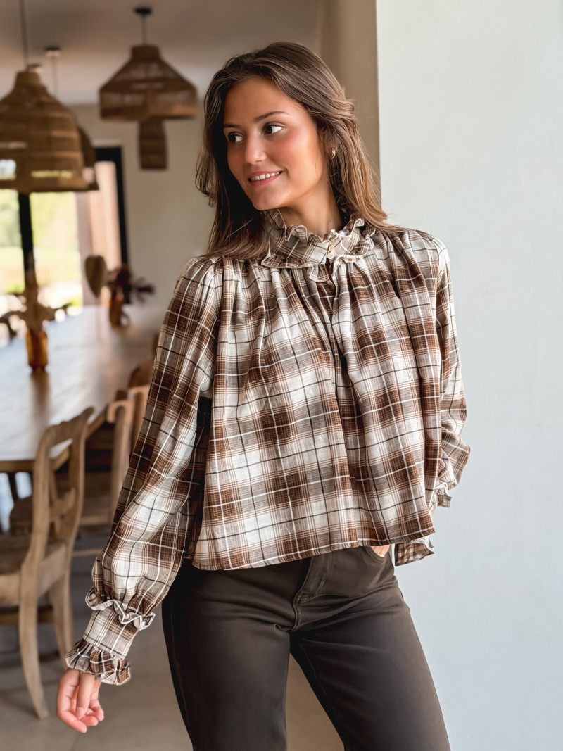Chemisier à motif tartan Aveline - Marron