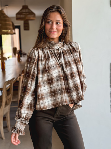 Chemisier à motif tartan Aveline - Marron