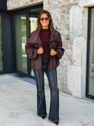 Veste en simili cuir Némia - Bordeaux