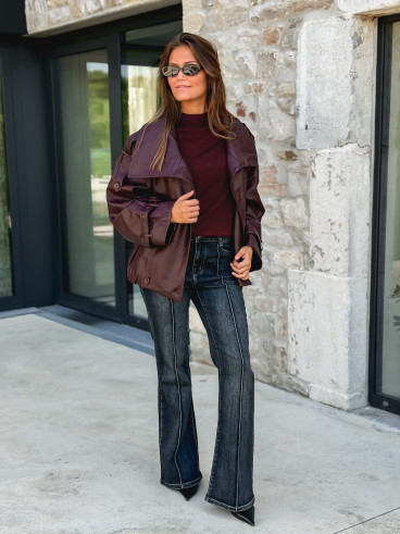 Veste en simili cuir Némia - Bordeaux