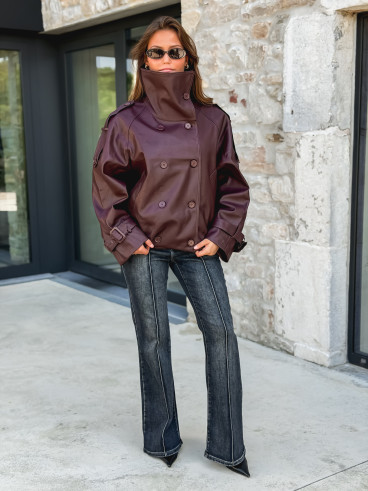 Veste en simili cuir Némia - Bordeaux