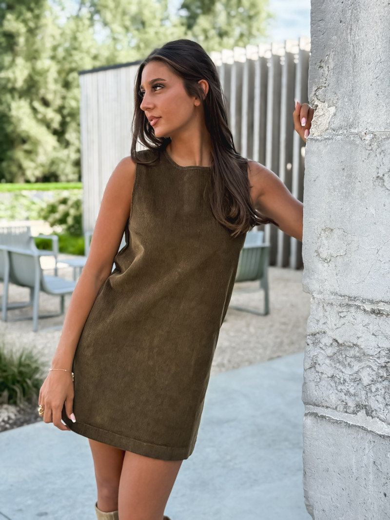 Robe courte en velours Nally - Kaki