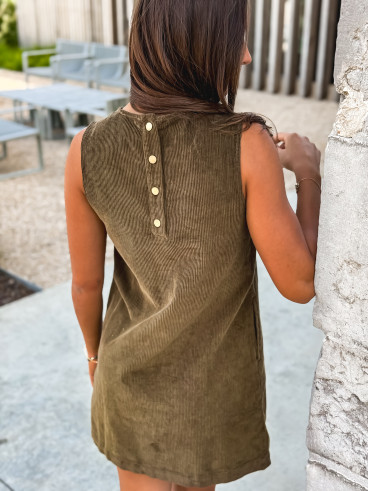 Robe courte en velours Nally - Kaki