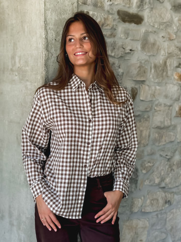 Chemise vichy Orélyne - Marron