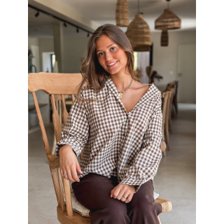 Chemise vichy Orélyne - Marron