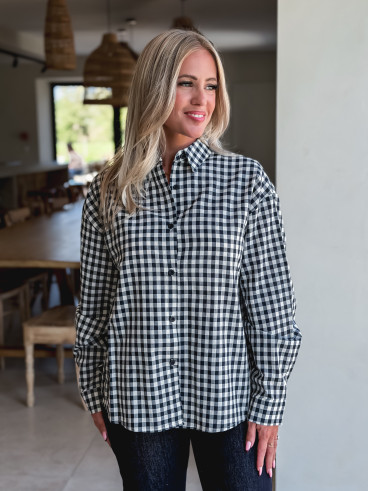 Chemise vichy Orélyne - Bleu marine
