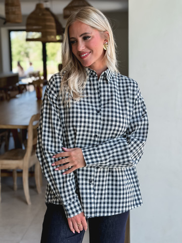 Chemise vichy Orélyne - Bleu marine