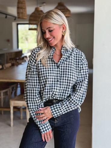 Chemise vichy Orélyne - Bleu marine