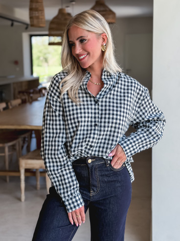 Chemise vichy Orélyne - Bleu marine