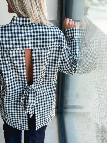 Chemise vichy Orélyne - Bleu marine