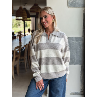 Pull ligné Jodie - Taupe/Beige