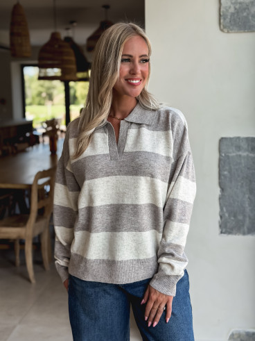 Pull ligné Jodie - Taupe/Beige