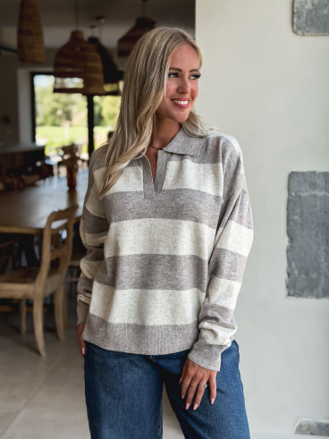 Pull ligné Jodie - Taupe/Beige