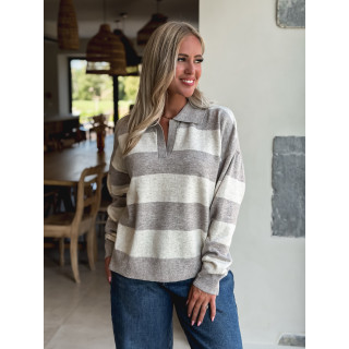 Pull ligné Jodie - Taupe/Beige