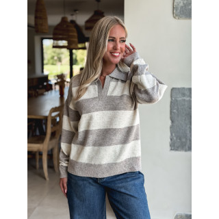 Pull ligné Jodie - Taupe/Beige