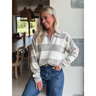 Pull ligné Jodie - Taupe/Beige