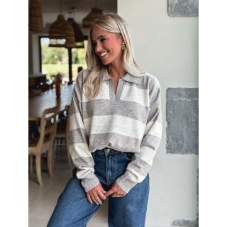 Pull ligné Jodie - Taupe/Beige