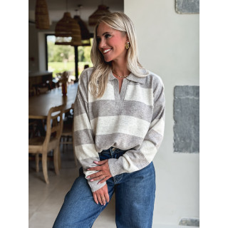 Pull ligné Jodie - Taupe/Beige