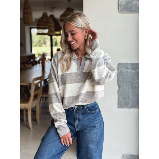 Pull ligné Jodie - Taupe/Beige