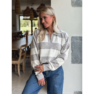 Pull ligné Jodie - Taupe/Beige