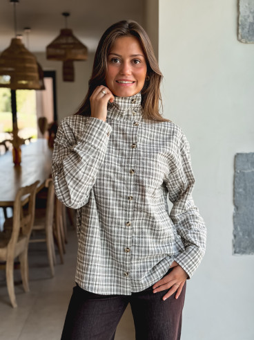 Chemise à carreaux Graziella - Beige/Chocolat