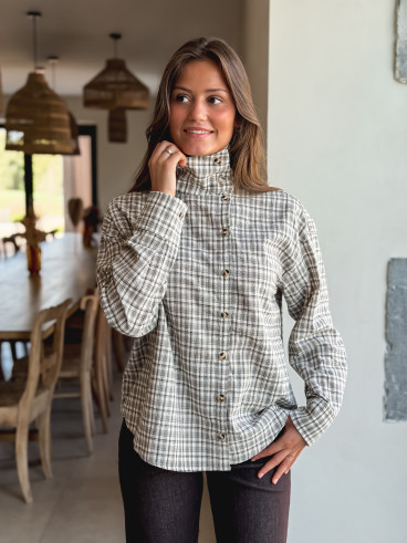 Chemise à carreaux Graziella - Beige/Chocolat