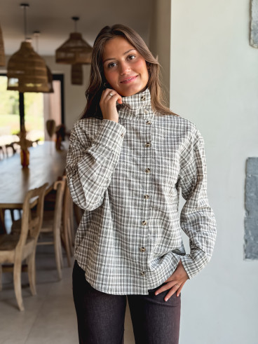 Chemise à carreaux Graziella - Beige/Chocolat