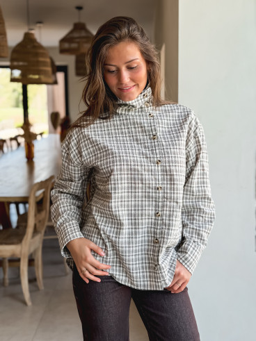 Chemise à carreaux Graziella - Beige/Chocolat