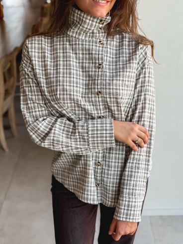 Chemise à carreaux Graziella - Beige/Chocolat