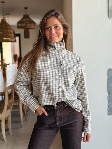 Chemise à carreaux Graziella - Beige/Chocolat