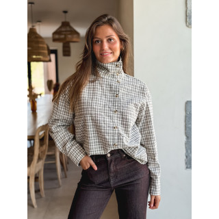 Chemise à carreaux Graziella - Beige/Chocolat