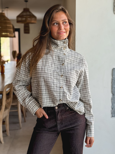 Chemise à carreaux Graziella - Beige/Chocolat